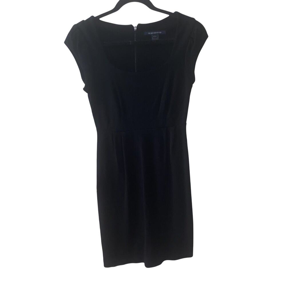 French Connection 6 Black Cap Sleeve Round Neck Dress